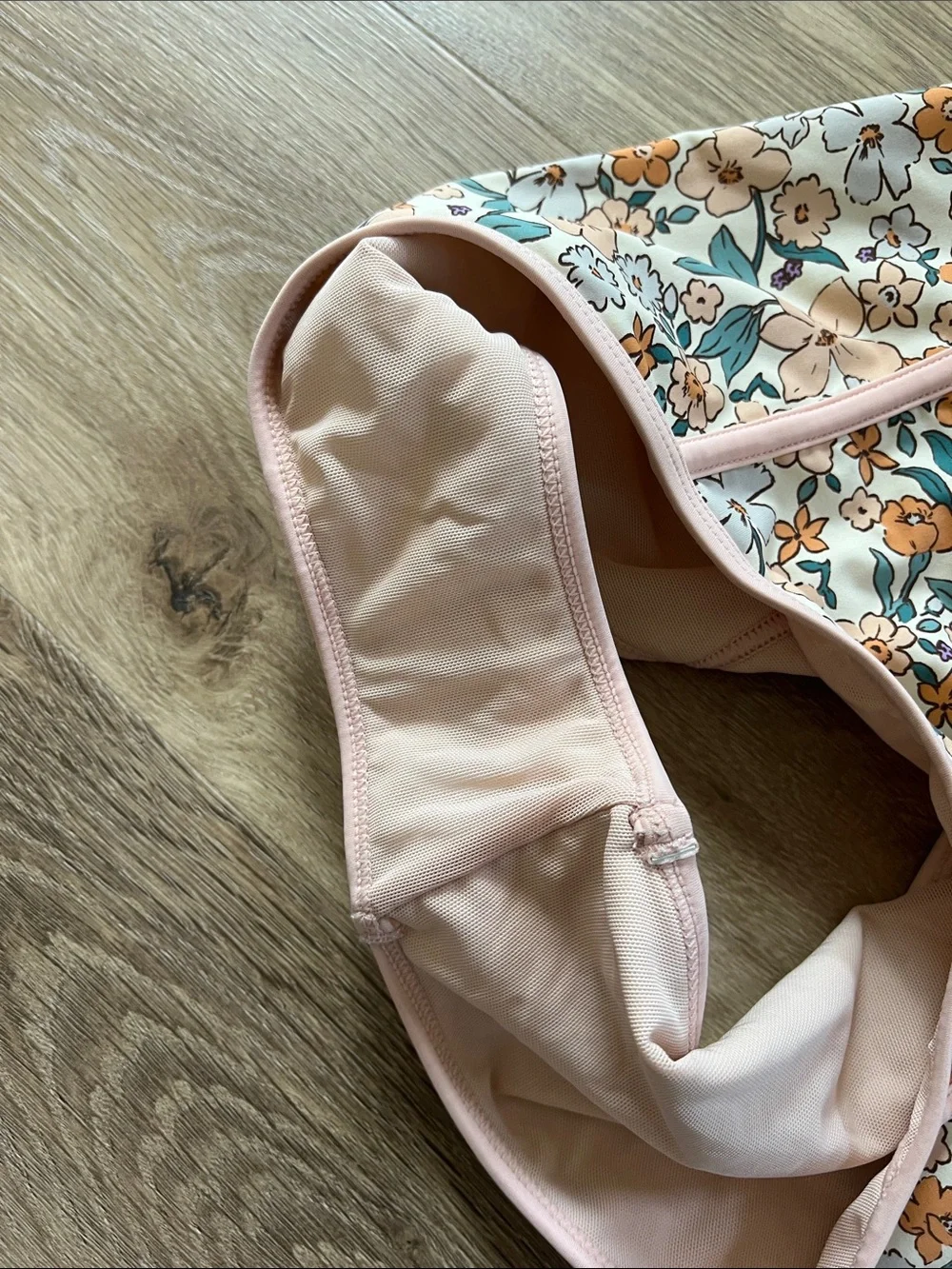 Floral One-Piece Swimsuit with Pink Trim